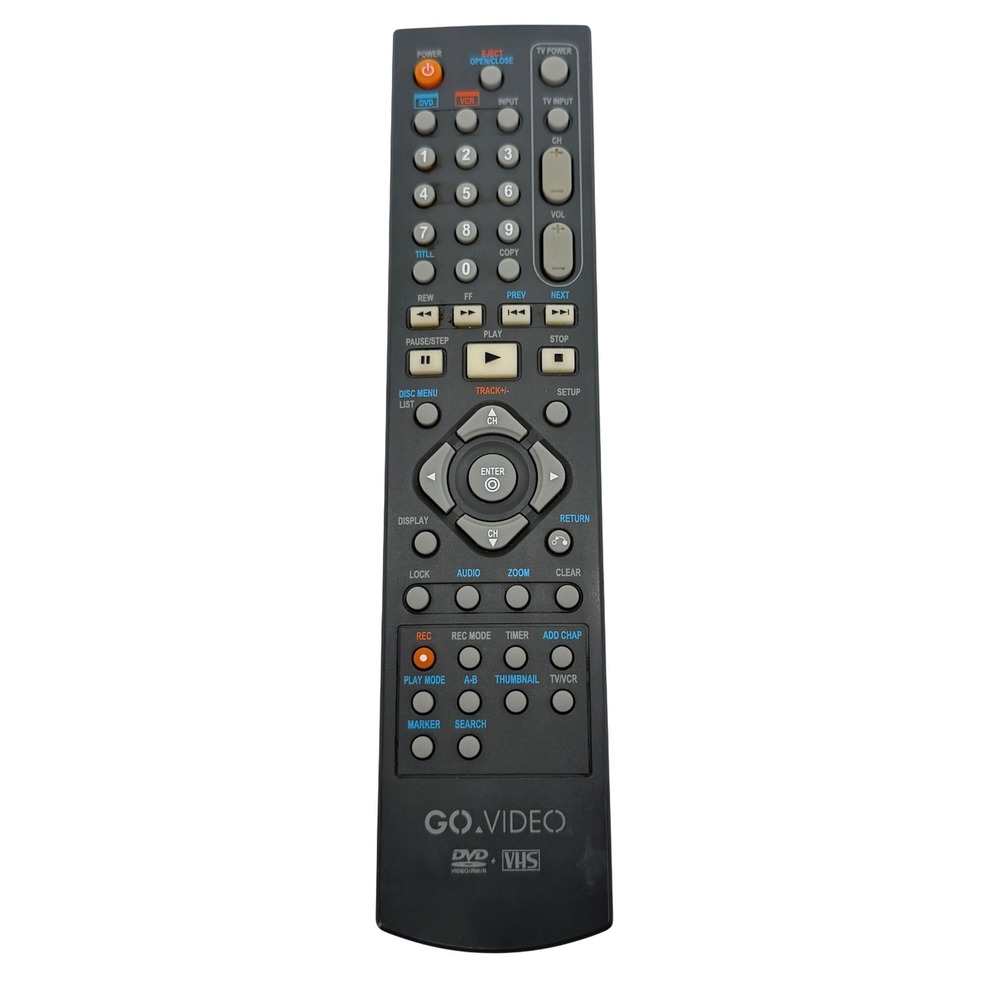 GoVideo VR3845DVD VHS Combo Remote Control Replacement Grey Tested Works
